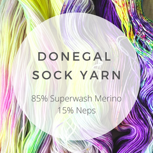 Donegal Sock Yarn - 85% Superwash Merino 15% nep